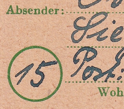 Typ K XXV Absender-PLZ-Kreis
